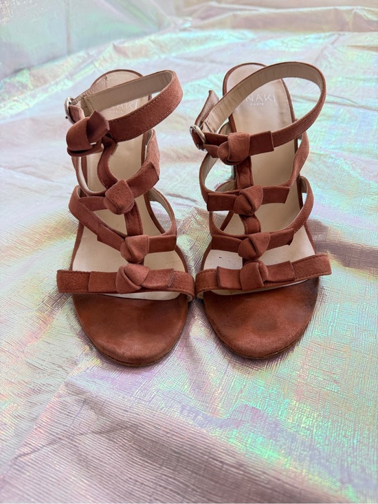 Anthropologie Shoes - Anthropologie Anaki Paris Pink Suede Knotted Strappy Sandals